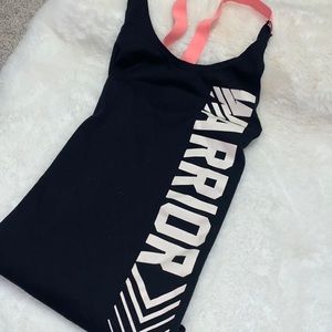 WARRIOR Black with pink strap racer-back tank